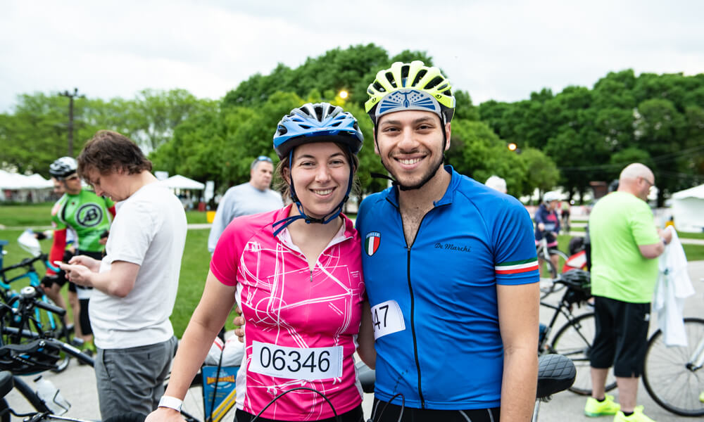 participants on bikes smiling